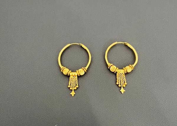 22KT GOLD HOOP EARRINGS 6GM