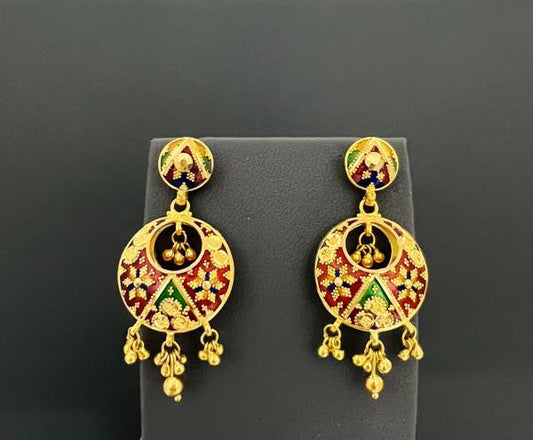 22KT Gold Chand Bali Earrings 18.8GM