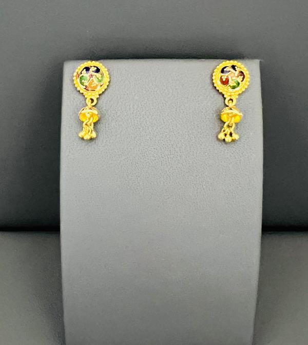 22KT GOLD MEENA KARI EARRINGS 5.2GM