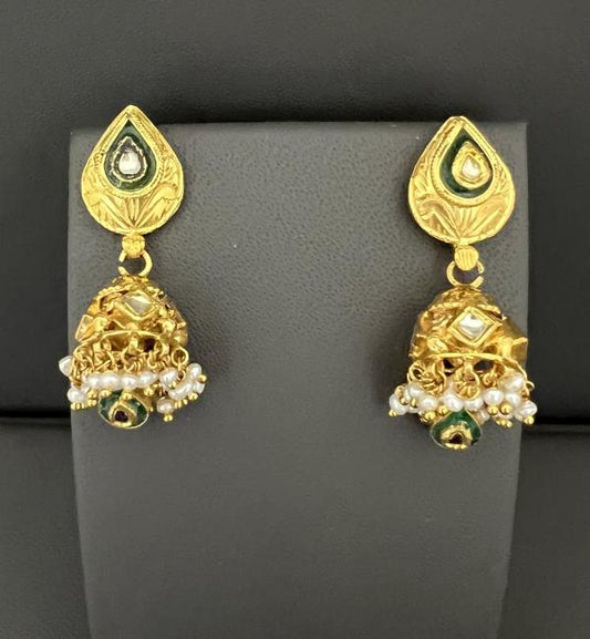 22KT GOLD MENNA KARI EARRINGS 14.5GM