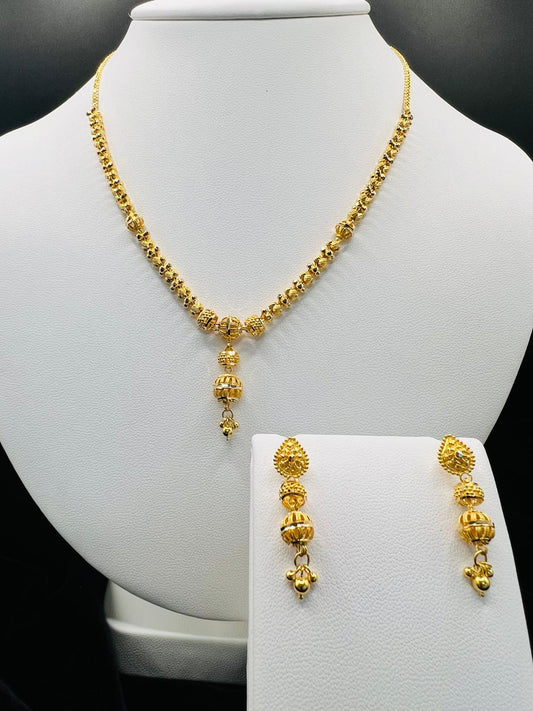 22KT Royal Bead Necklace Set 18.4gm
