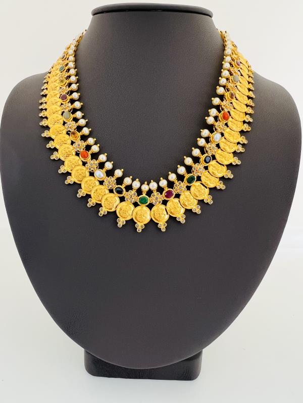 22KT GOLD NECKLACE 91.4GM   NAV - 14.35 CTW  
 CZ-16.25 CTW      PL- 44.00 CTW