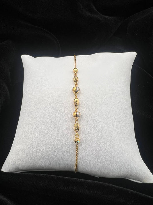 22KT Gold Beaded Chain Bracelet 2.9gm