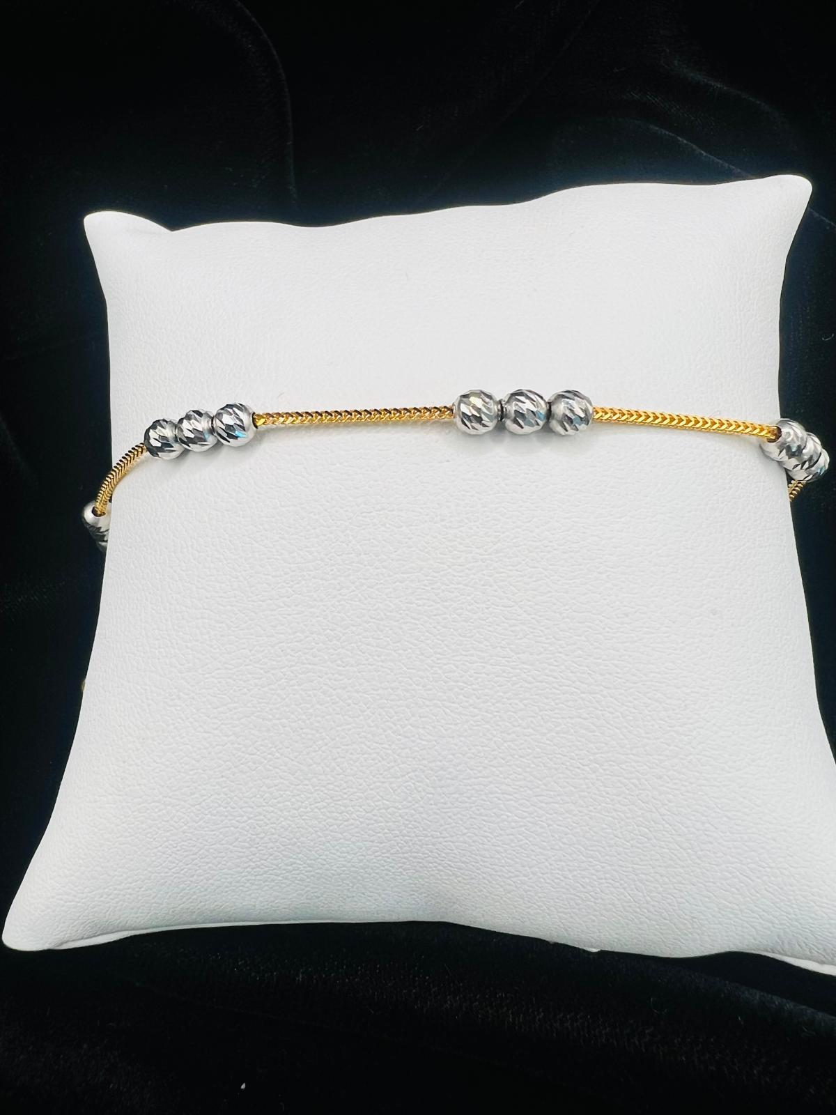 22KT Two-Tone Gold Beaded Bracelet 4.4gm