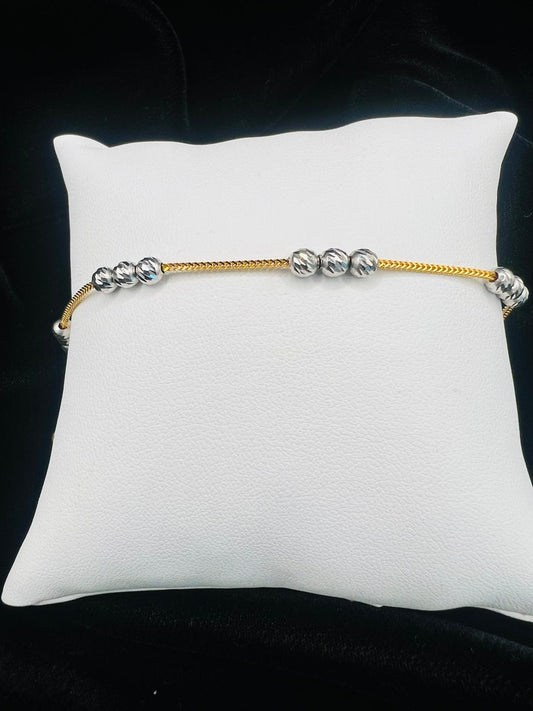22KT Two-Tone Gold Beaded Bracelet 4.4gm