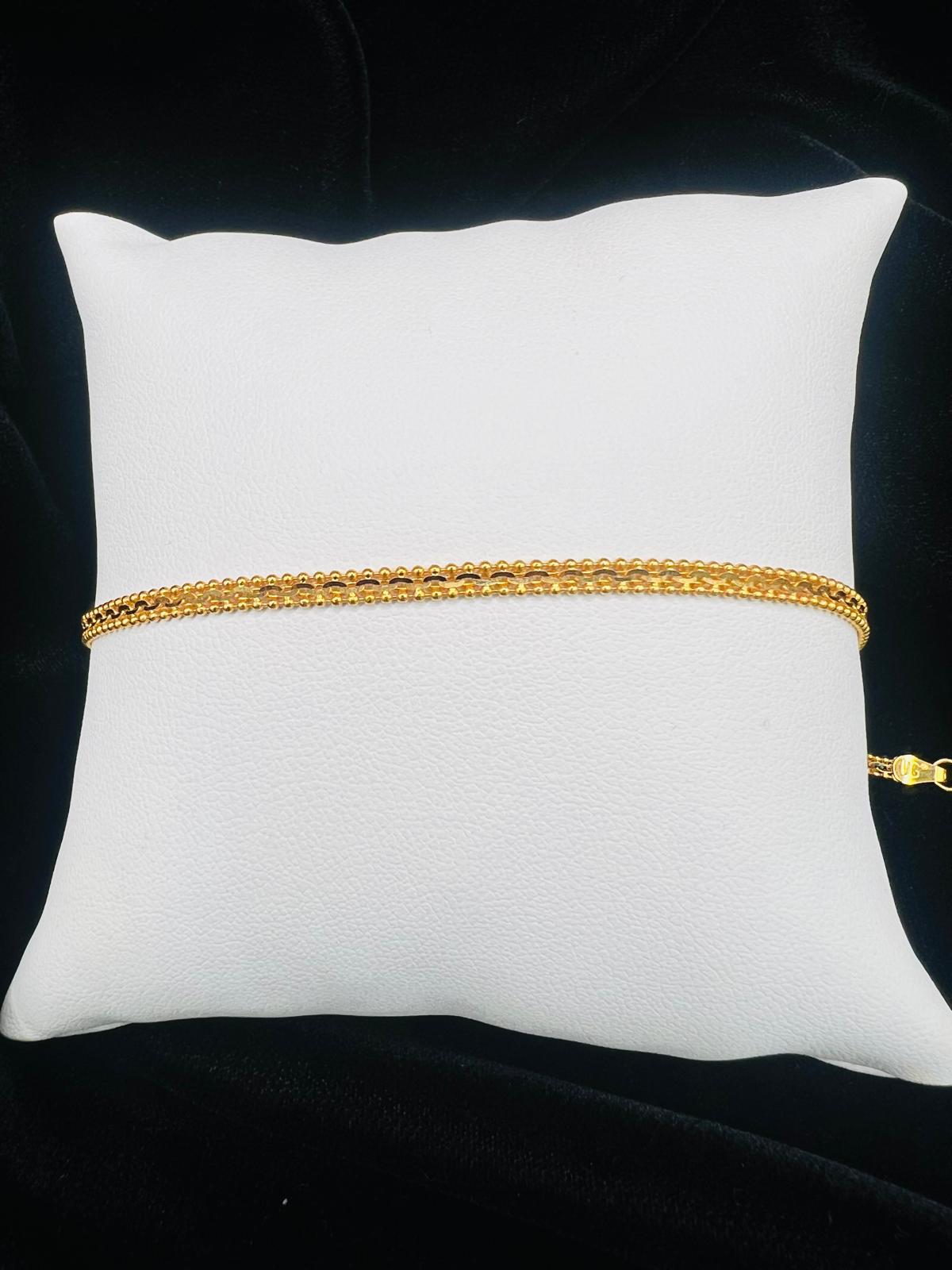 22KT Gold Triple-Strand Beaded Bracelet 3.5gm