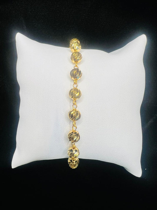 22KT Gold Textured Beaded Bracelet 9.8gm