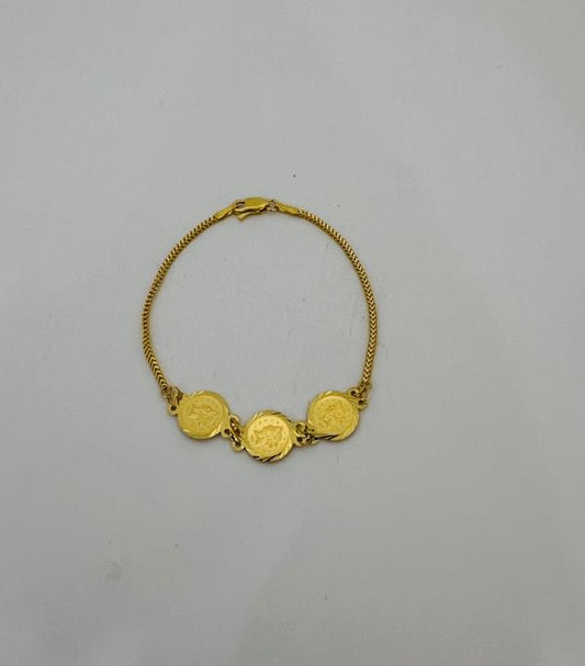 22KT LADIES COIN BRACELET 7" 4.7GM