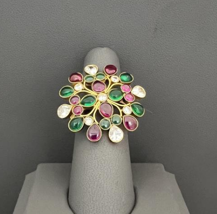 22KT GOLD MULTISTONE LADIES RING 8.1GM