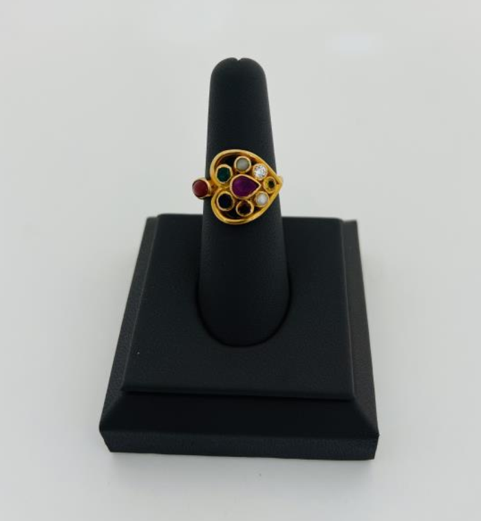22KT GOLD NAVARATNA RING 6.5GM