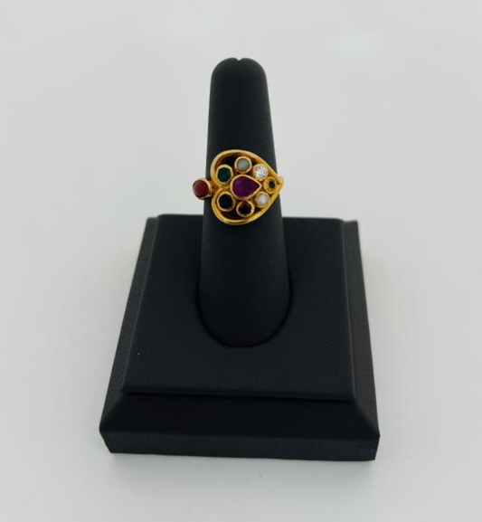 22KT GOLD NAVARATNA RING 6.5GM