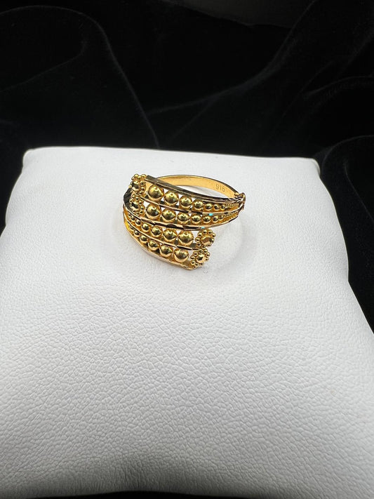 22KT Regal Beaded Fan Ring 3.4gm