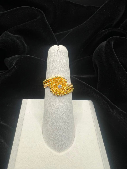 22 KT Gold Filigree Floral Ring 3.7GM