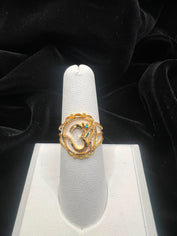 22K Gold Sacred Ohm Medallion Ring with Filigree Border 2.7GM