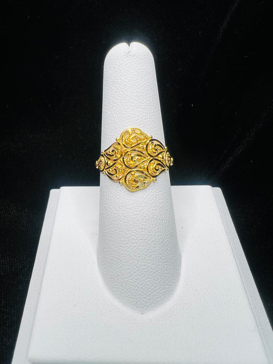 22KT Gold Paisley Filigree Ring 2.4gm