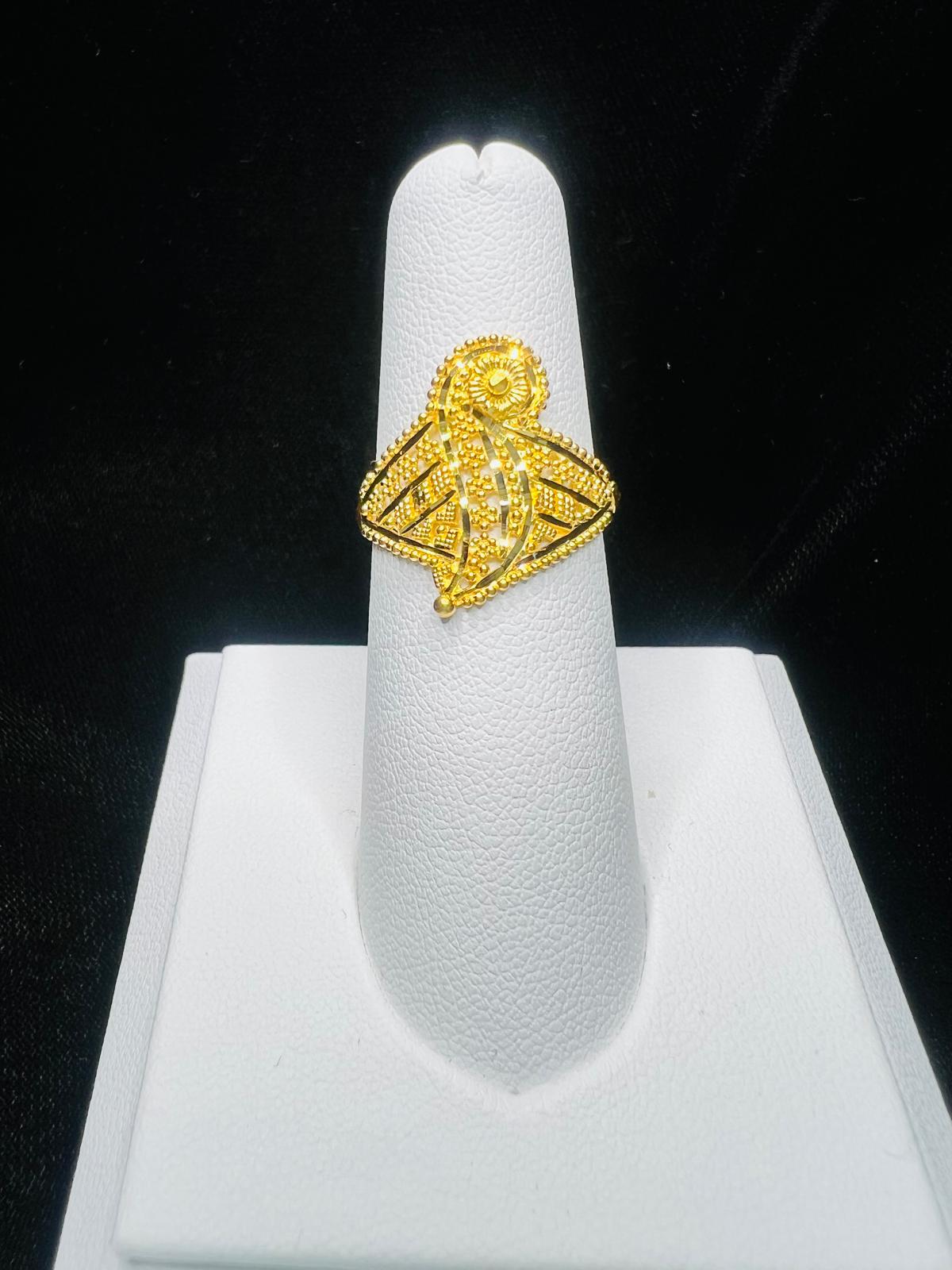 22KT Gold Geometric Filigree Statement Ring 3.0gm