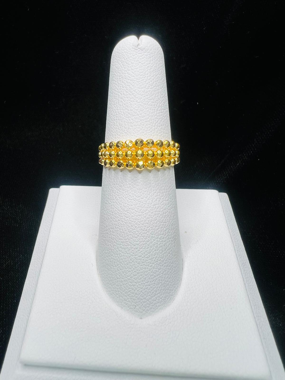 22KT Gold Triple Row Beaded Ring 3gm