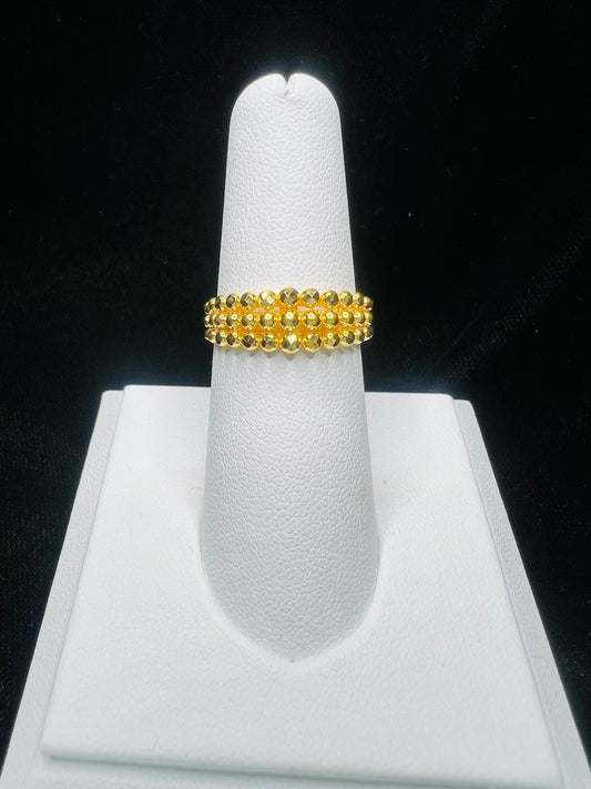 22KT Gold Triple Row Beaded Ring 3gm