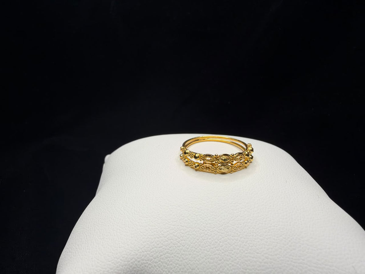 22KT Gold Filigree Double Band Ring 2.2gm