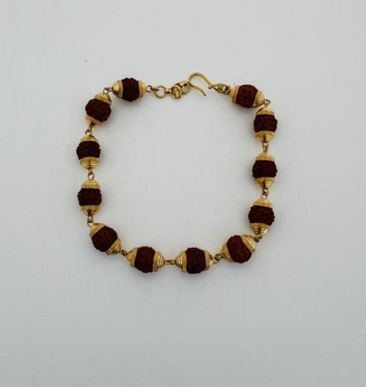 22KT GOLD MENS 8" RUDRAKSHA BRACELET 11.1GM