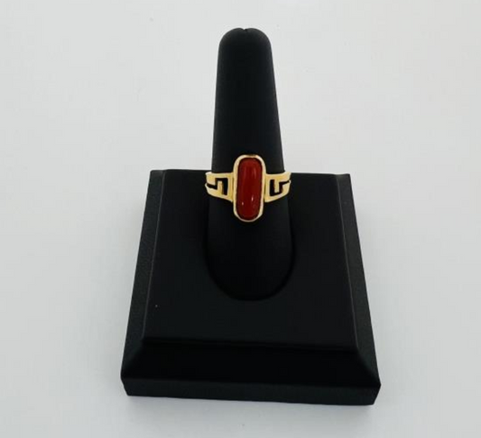 22KT GOLD MENS CORAL RING 6.4GM, CORAL: 4.40CT