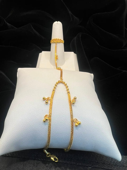22K Gold Delicate Minimalist Hand Chain (Pair of Two) 7.3 Gm