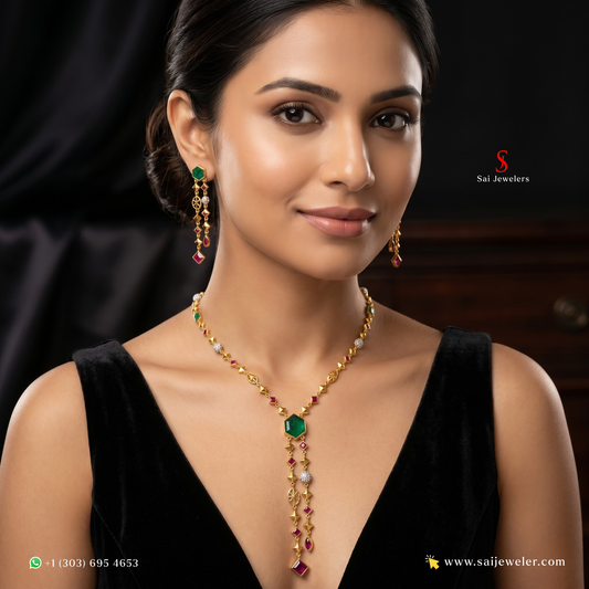 22KT Gold Set With Earrings 21.5GM