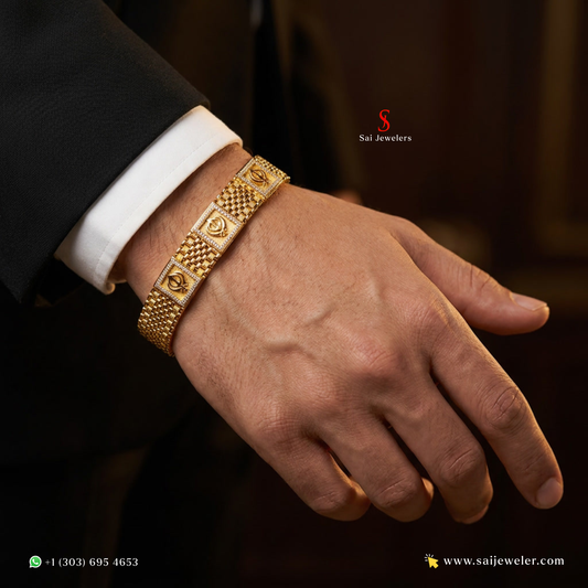 22KT Gold Mens Bracelet 25.20 GM