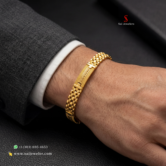 22KT Gold Mens 8" Bracelet 27.2GM