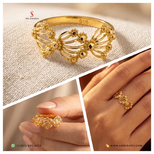 22KT Floral Vine Ring 2.4gm