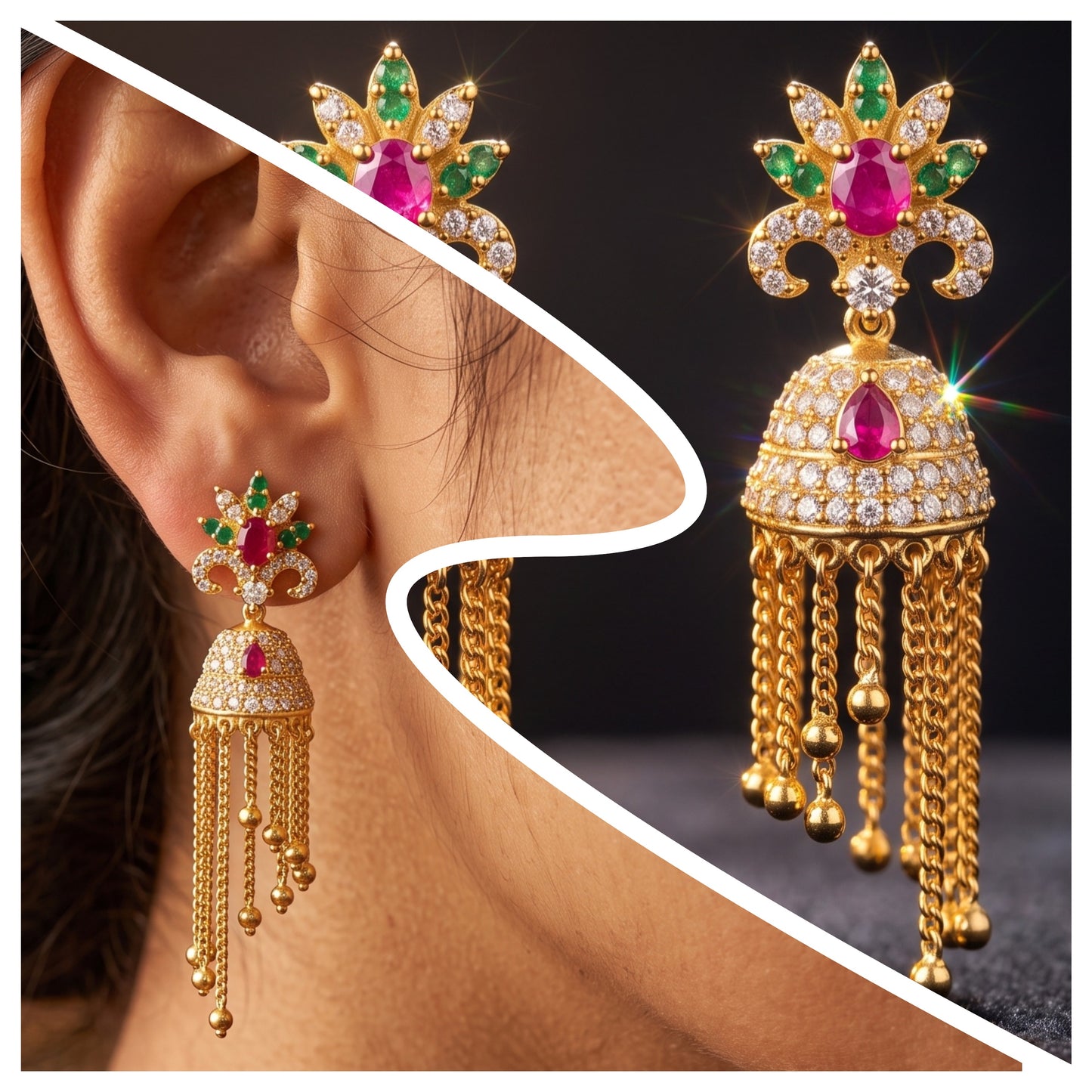 22KT Gold Chandelier Earrings 9.70 GM