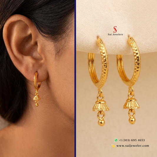 22KT Mini Jhumki Huggie Earrings 2.2gm