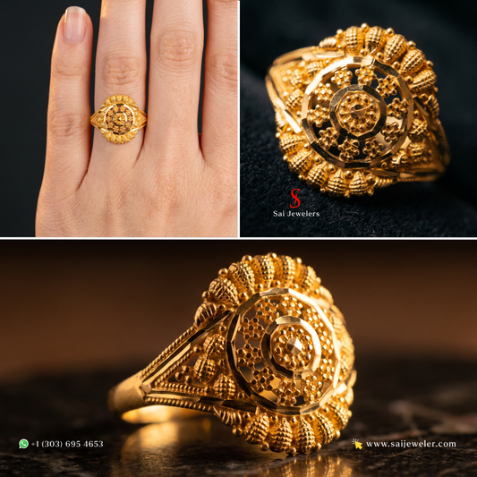 22K Gold Medallion Ring 2.2 GM