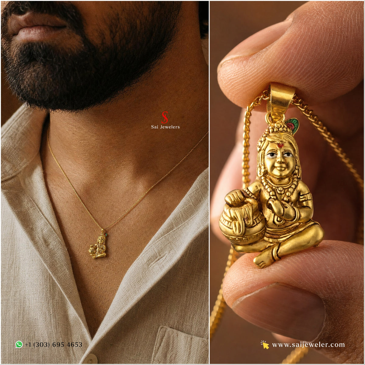 22KT Gold Krishna Charm 5.5GM