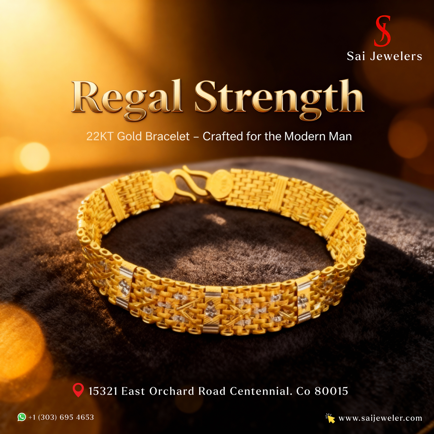 22KT MENS BRACELET 8" 34.3 GM