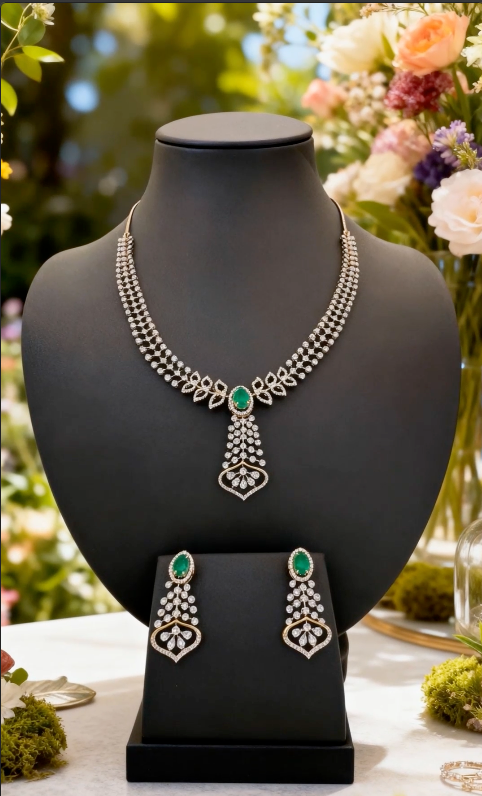 18KR DIAMOND/EMERALD EARRINGS ONLY GW: 7.98GM, DIA WT: 0.63CT, EMR WT: 2.39CT