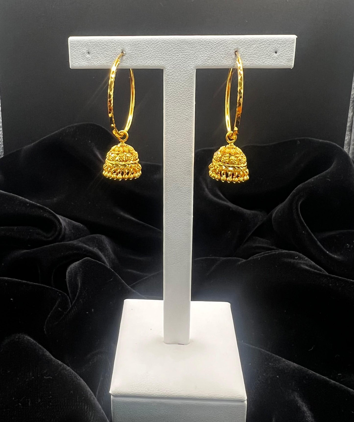 22K Gold Jhumka Hoop Earrings 7.3GM