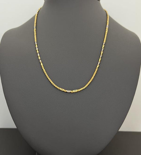 22KT GOLD TWO TONE CHAIN  9.2GM 18"