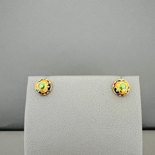 22KT GOLD MEENA KARI STUD EARRINGS 2.5GM