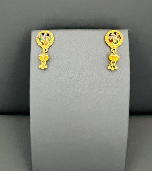 22KT GOLD MEENA KARI EARRINGS 5.2GM