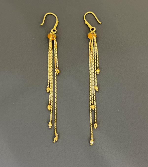 22KT GOLD TWO TONE DANGLE EARRINGS 8GM